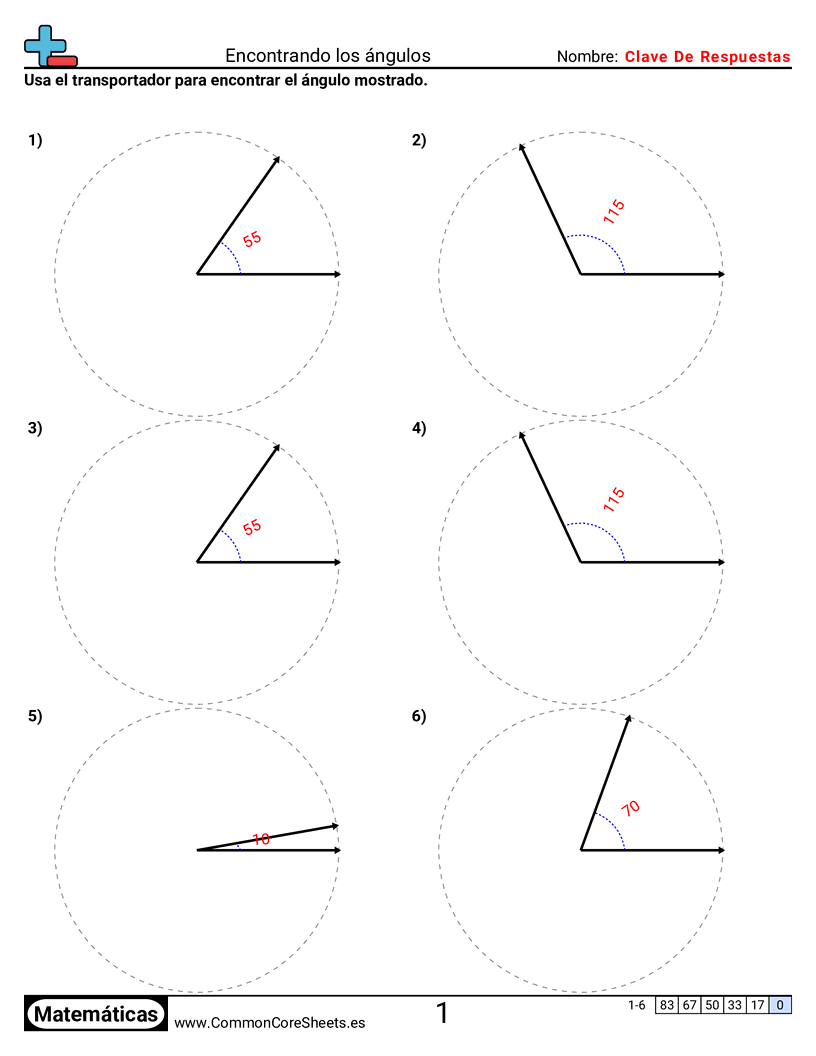 Ejercicios de ángulos - encontrar-angulo-usando-transportador worksheet