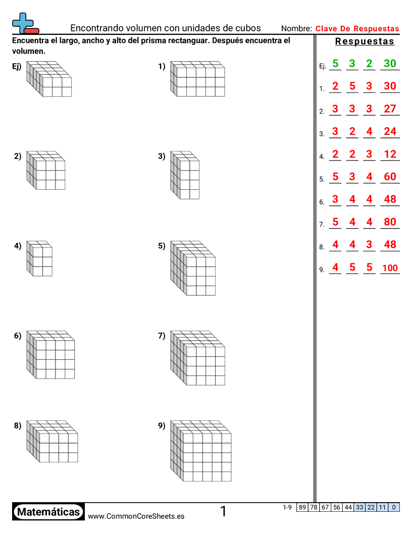 Ejercicios  de volúmenes - encontrar-volumen-con-cubos-unitarios worksheet