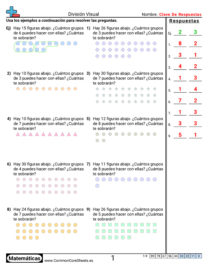 Ejercicios  de división - con-residuo worksheet