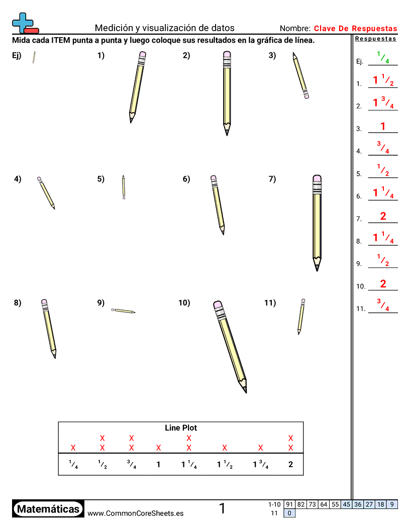 Ejercicios  de diagrama de puntos - medir-y-mostrar-datos worksheet