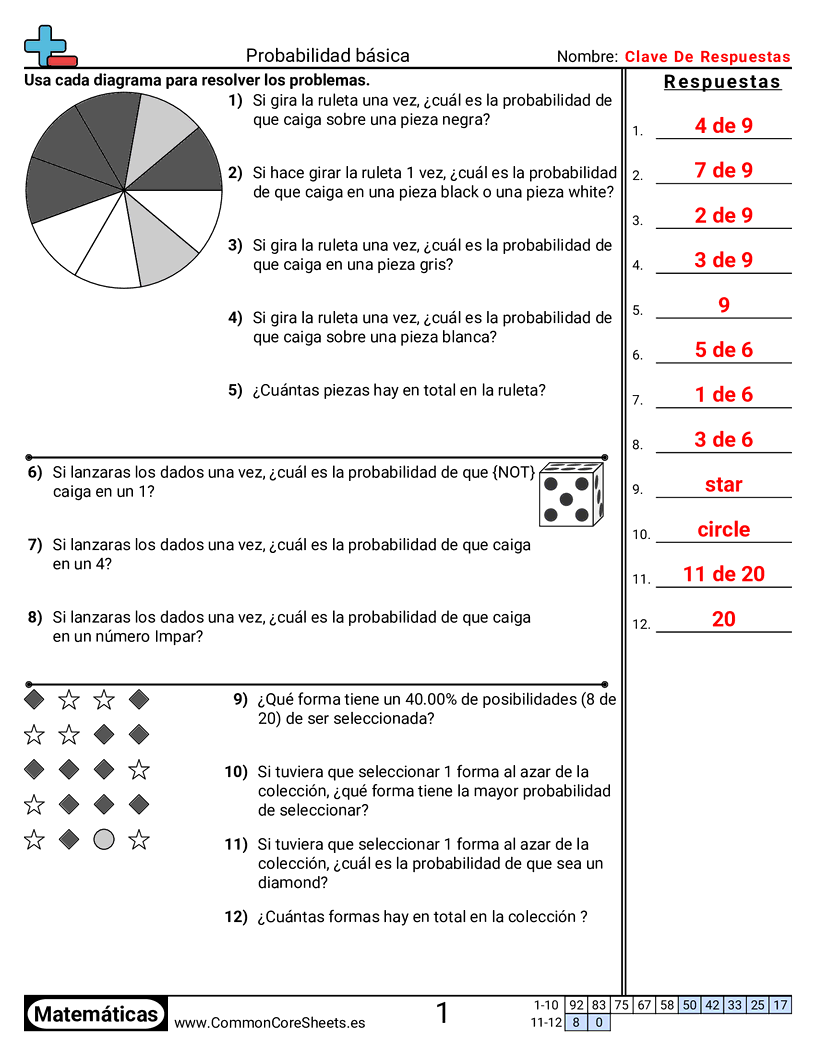 determinacion de probabilidad Worksheets - probabilidad-basica worksheet