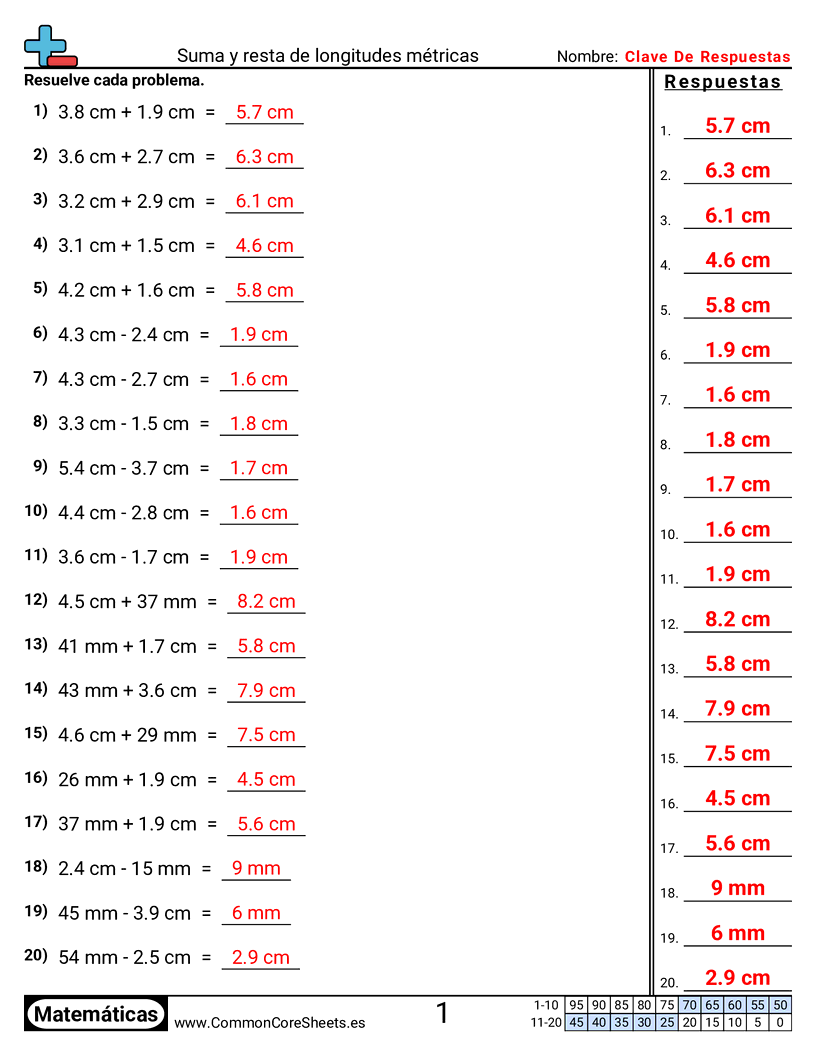 Ejercicios  de medición - sumar-y-restar-longitudes-metricas worksheet