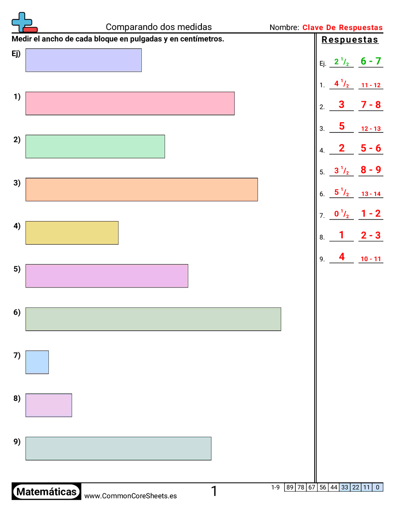 Ejercicios  de medición - comparar-dos-mediciones-ancho worksheet