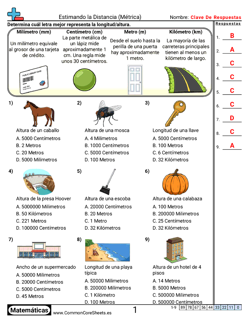 Ejercicios  de medición - estimar-longitud-metrica worksheet