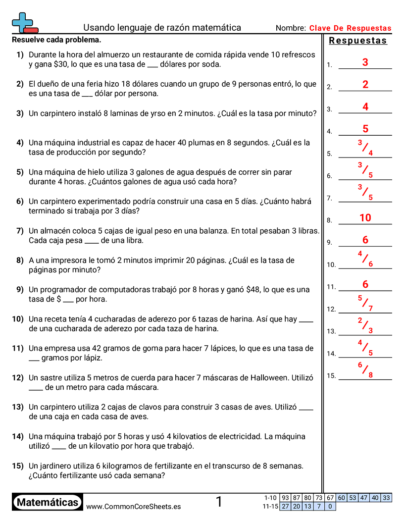 Ejercicios  de relaciones - lenguaje-de-tasa worksheet